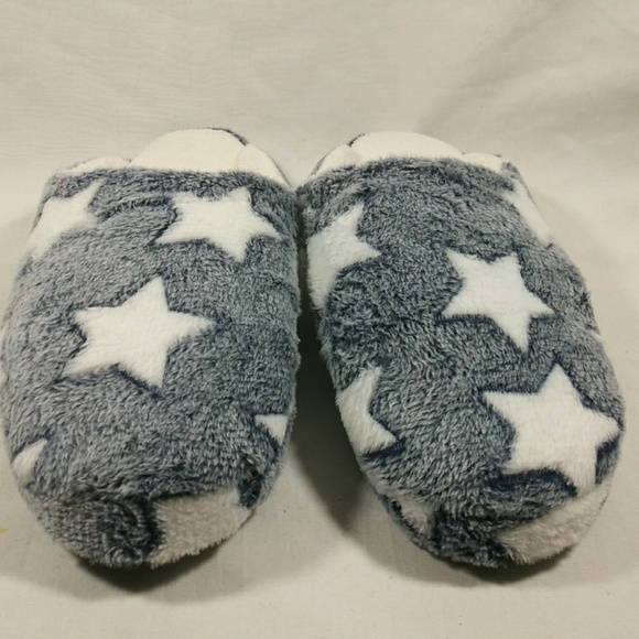 Xhilaration Shoes - Gray white stars faux fur slide slippers
